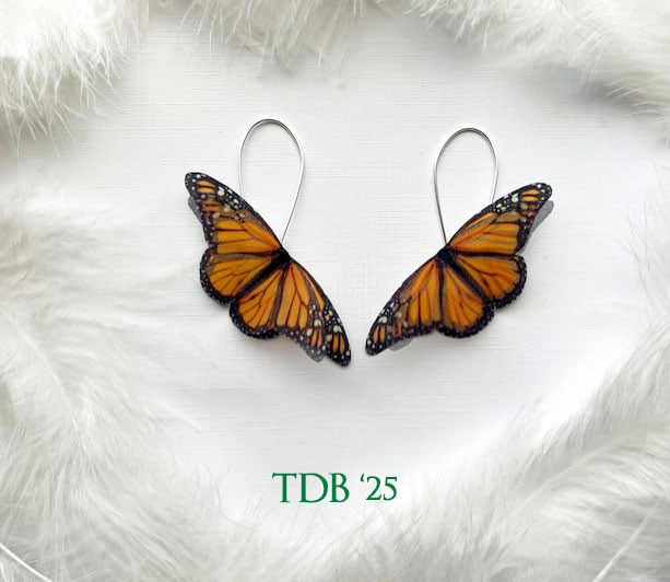 monarch earrings with 3d flutter effect