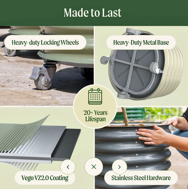 Stainless steel, durable plant and tree containers for pollinator host plants sand nectar flowers